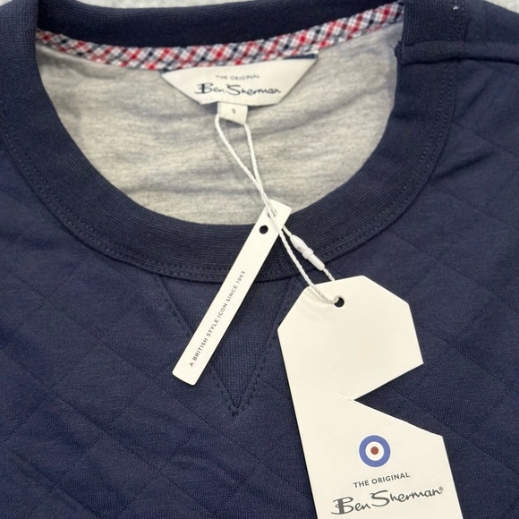 Ben Sherman Men’s Quilted Yoke Fleece Pullover - Navy Blazer - Picture 6 of 7